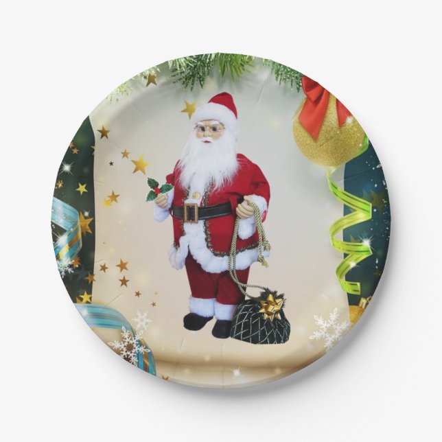 Christmas Paper Plates, Santa Paper Plate (Front)