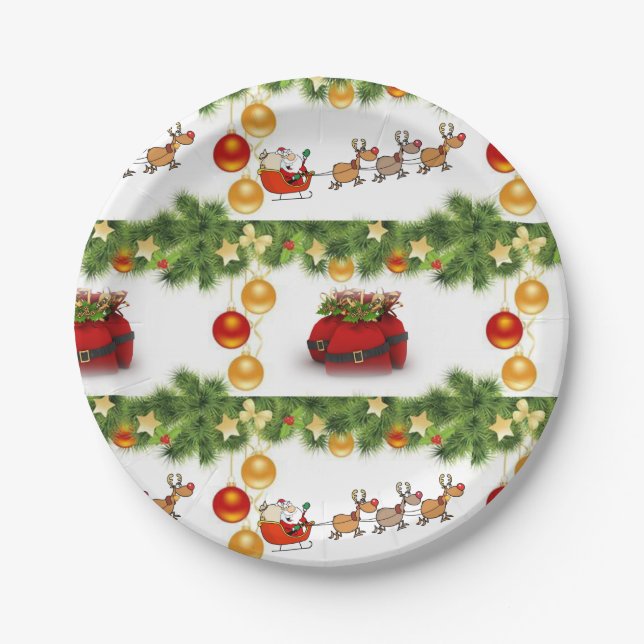 Christmas Paper Plates, Santa Paper Plate (Front)
