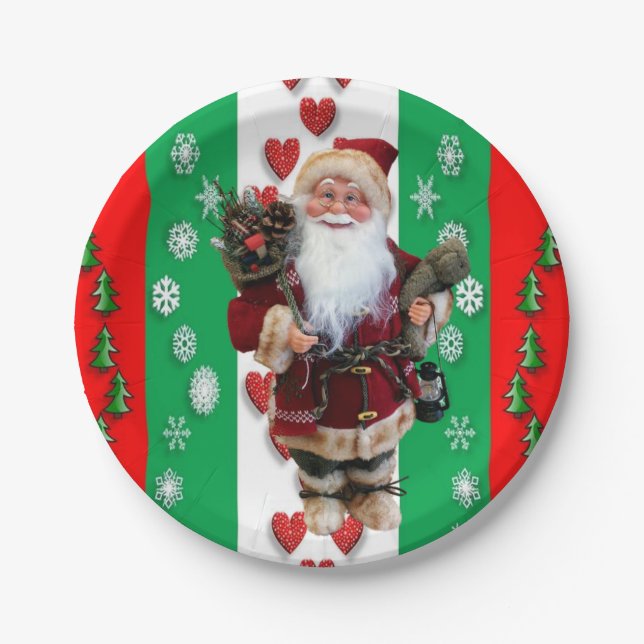 Christmas Paper Plates, Santa Paper Plate (Front)