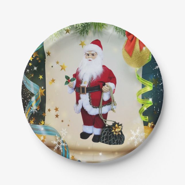 Christmas Paper Plates, Santa Paper Plate (Front)
