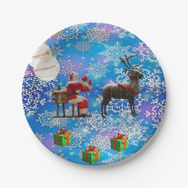 Christmas Paper Plates, Santa Paper Plate (Front)