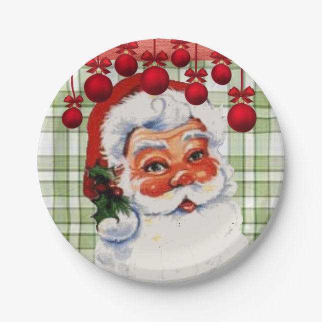 Christmas Paper Plates, Santa Plate (Front)