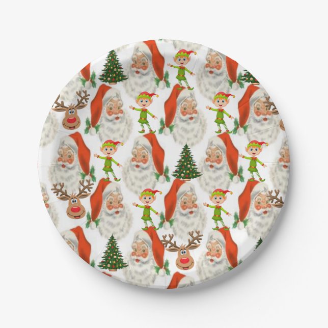 Christmas Paper Plates, Santa Plate (Front)