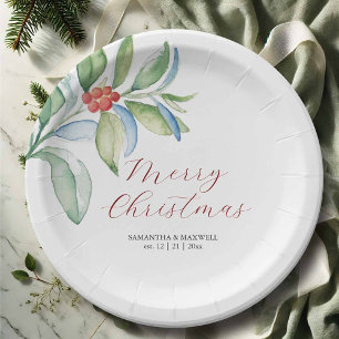 Christmas Paper Plates Simple Festive Greenery