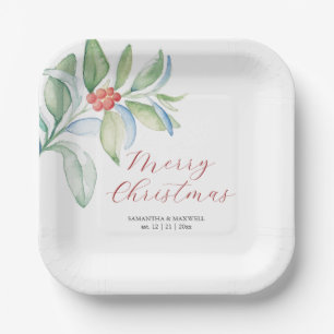 Christmas Paper Plates Simple Festive Greenery