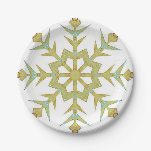 Christmas Paper Plates, Snowflake Paper Plate (Front)