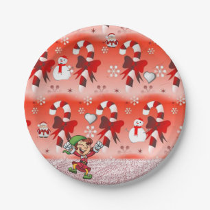 Christmas Paper Plates, Snowman, Elf Paper Plate