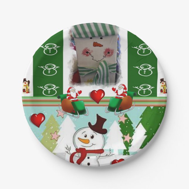 Christmas Paper Plates, Snowman Paper Plate (Front)