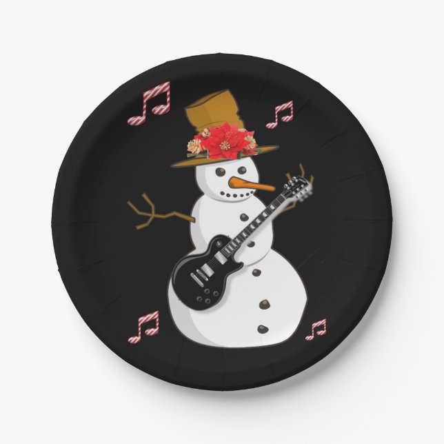 Christmas Paper Plates, Snowman Paper Plate (Front)
