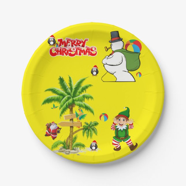 Christmas Paper Plates, Snowman Paper Plate (Front)