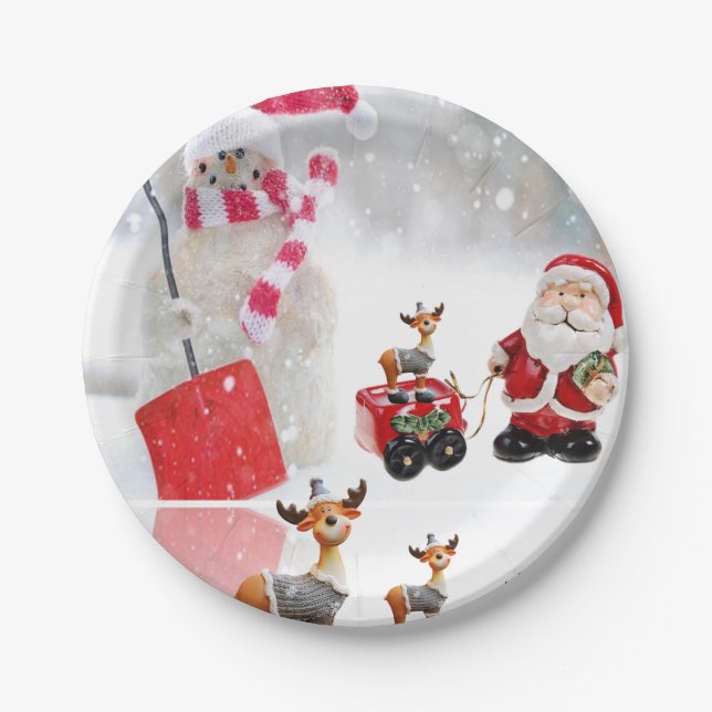 Christmas Paper Plates, Snowman Paper Plate (Front)