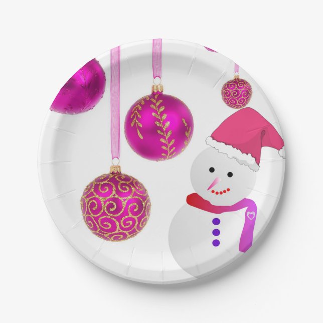 Christmas Paper Plates, Snowman Paper Plate (Front)