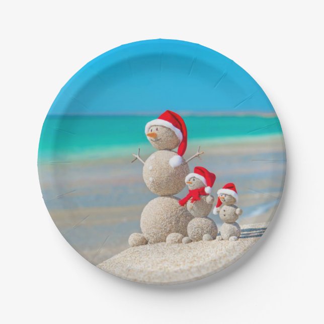 Christmas Paper Plates, Snowman Paper Plate (Front)