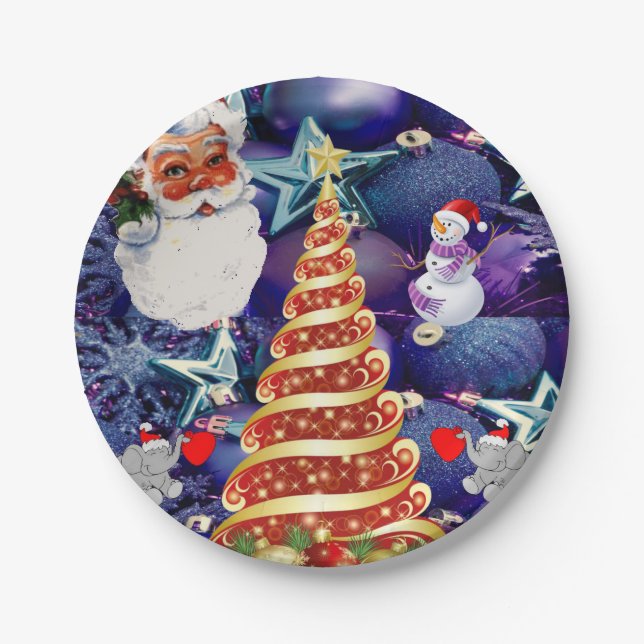 Christmas Paper Plates, Snowman Paper Plate (Front)