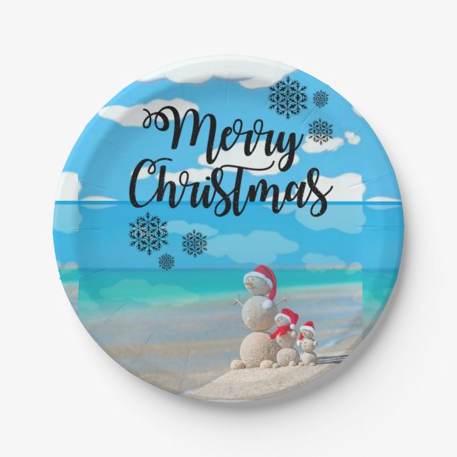 Christmas Paper Plates, Snowman Paper Plate (Front)