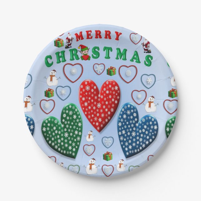 Christmas Paper Plates, Snowman Paper Plate (Front)