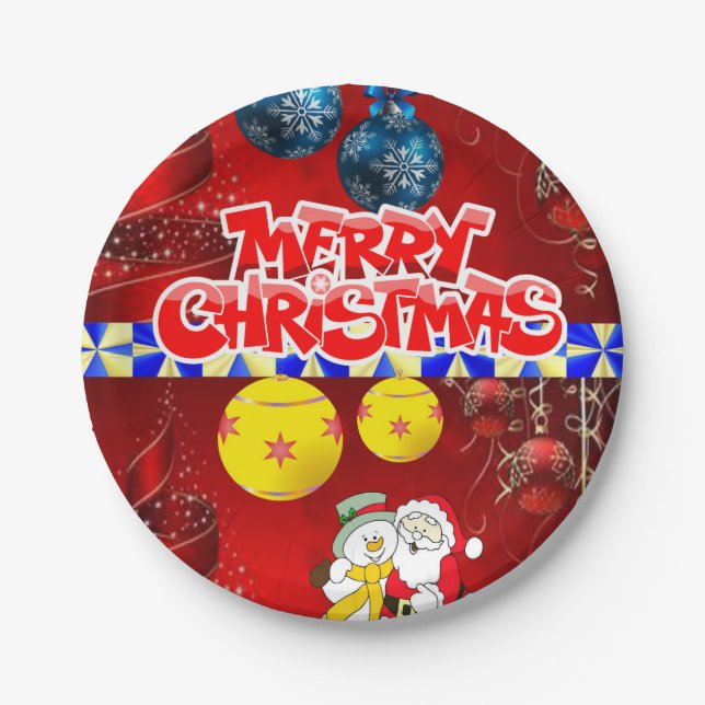 Christmas Paper Plates, Snowman Paper Plate (Front)
