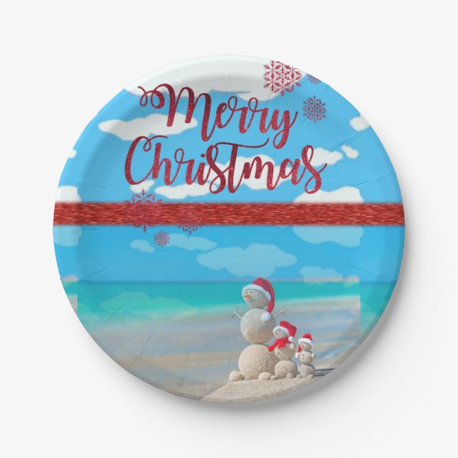 Christmas Paper Plates, Snowman Paper Plate (Front)