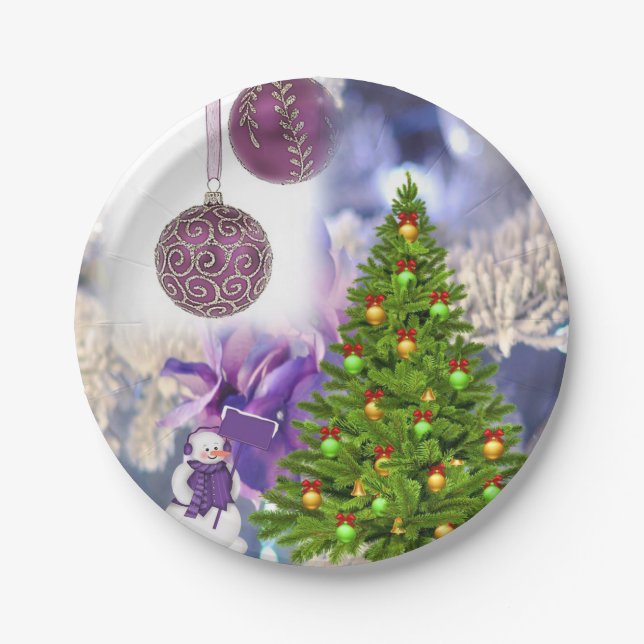 Christmas Paper Plates, Snowman Paper Plate (Front)