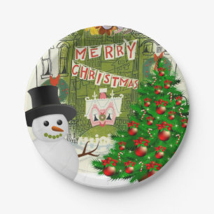 Christmas Paper Plates, Snowman Plate