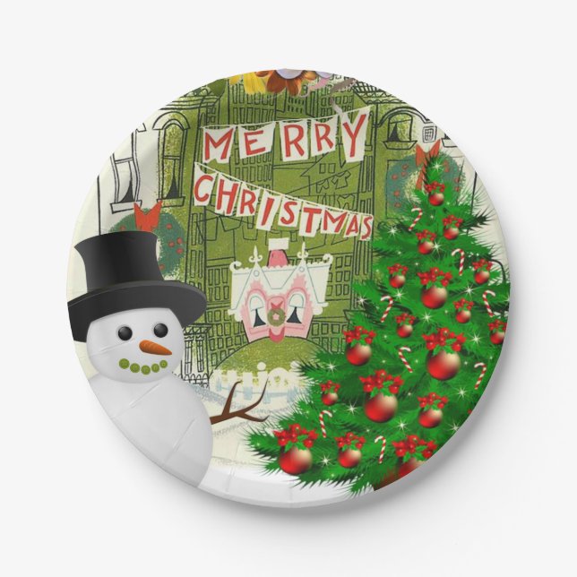 Christmas Paper Plates, Snowman Plate (Front)