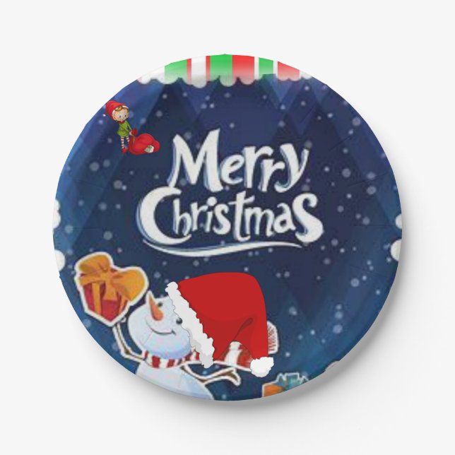 Christmas Paper Plates, Snowman Plate (Front)