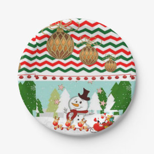 Christmas Paper Plates, Snowman Plate