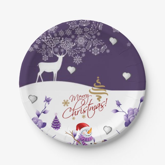 Christmas Paper Plates, Snowman Plate (Front)