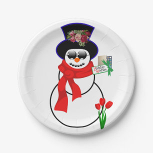 Christmas Paper Plates, Snowman Plate