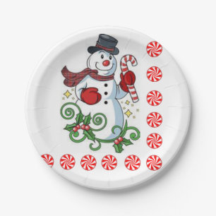 Christmas Paper Plates, Snowman Plate