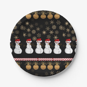 Christmas Paper Plates, Snowman Plate
