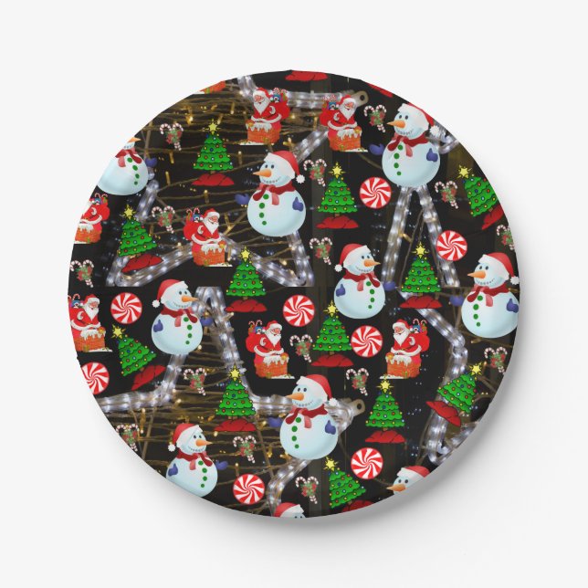 Christmas Paper Plates, Snowman Plate (Front)