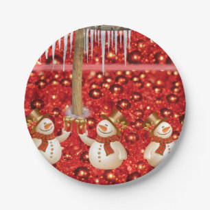 Christmas Paper Plates, Snowman Plate
