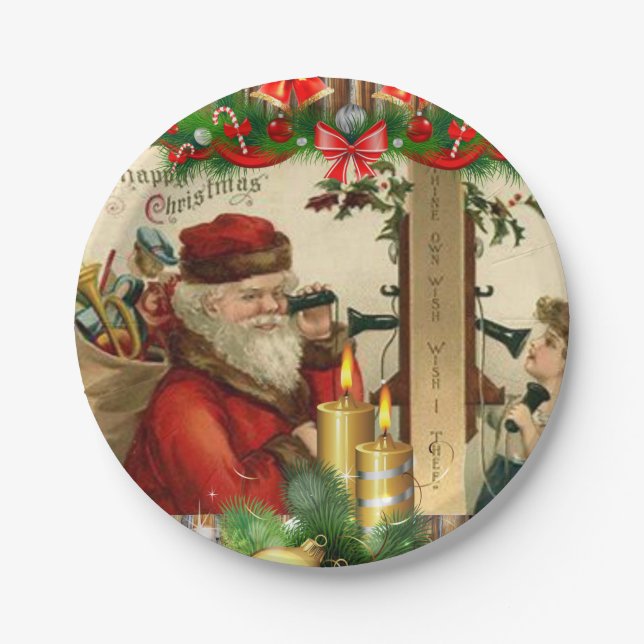 Christmas Paper Plates, Vintage Plate (Front)