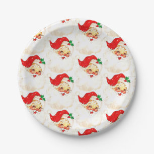 Christmas Paper Plates, Vintage Santa Paper Plate