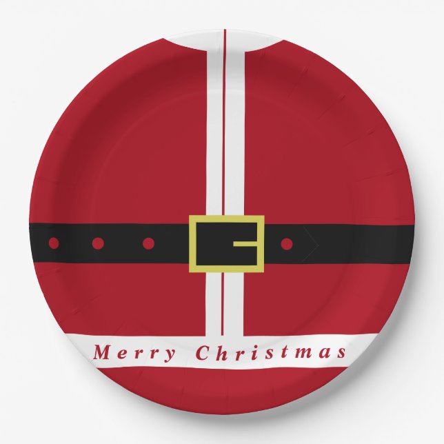 Christmas Paper Plates with Santa Claus Design (Front)