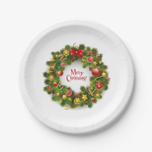 Christmas Paper Plates/Wreath Plate (Front)