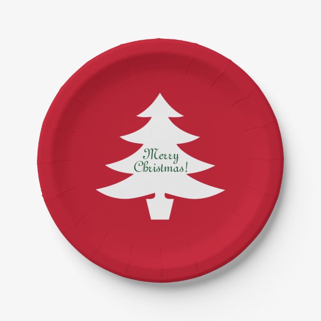 Christmas paper plates | Xmas tree with greeting (Front)