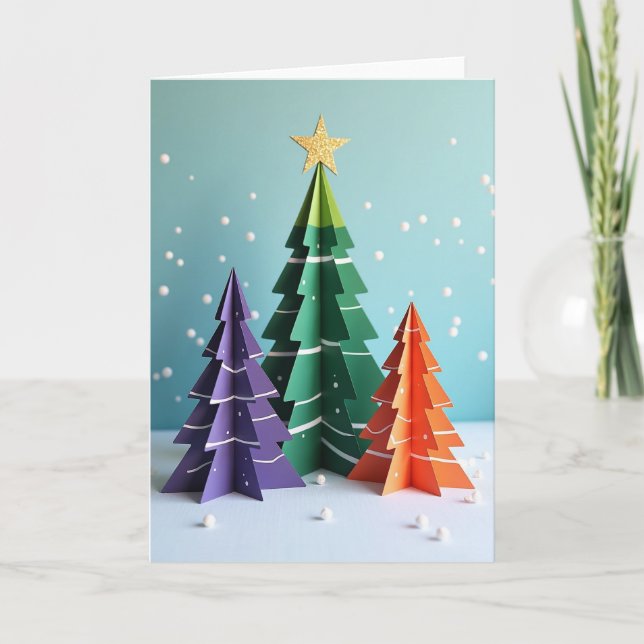 Christmas Paper Trees Card (Front)