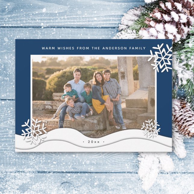 Christmas Papercut Snowflakes Family Photo Winter Holiday Card (Creator Uploaded)