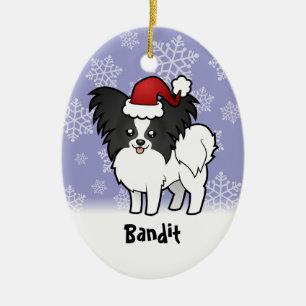 Christmas Papillon (add your pets name) Ceramic Tree Decoration