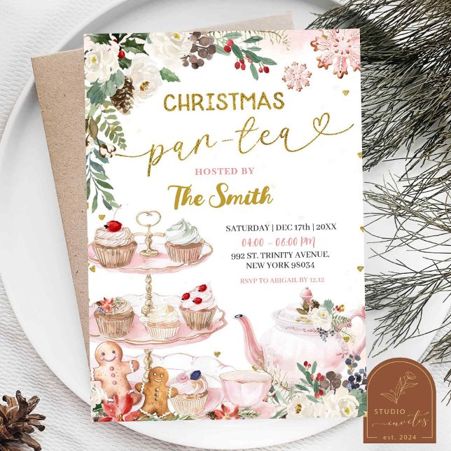 Christmas Par-Tea Floral Winter Birthday Invitation (Creator Uploaded)