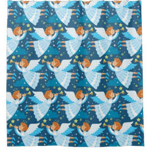 Christmas Paraphernalia Postcard Illustration Shower Curtain