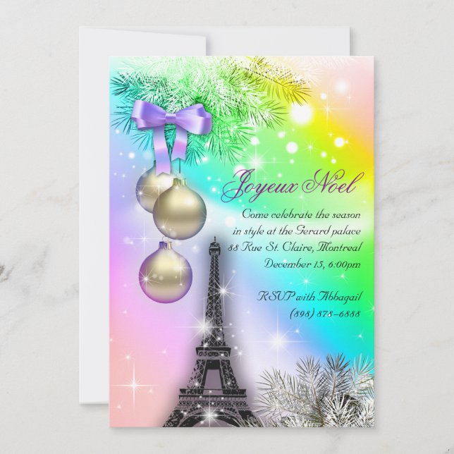 Christmas Paris Card Eiffel Tower Snow 2 (Front)