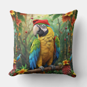 Christmas Parrot As Santa Claus-76349 Cushion