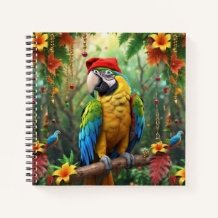 Christmas Parrot As Santa Claus-76349 Notebook
