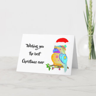 Christmas parrot holiday card