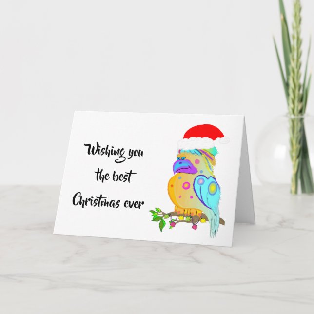Christmas parrot holiday card (Front)