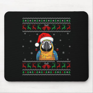 Christmas Parrot Ugly Sweater Santa Hat Lights Bir Mouse Mat