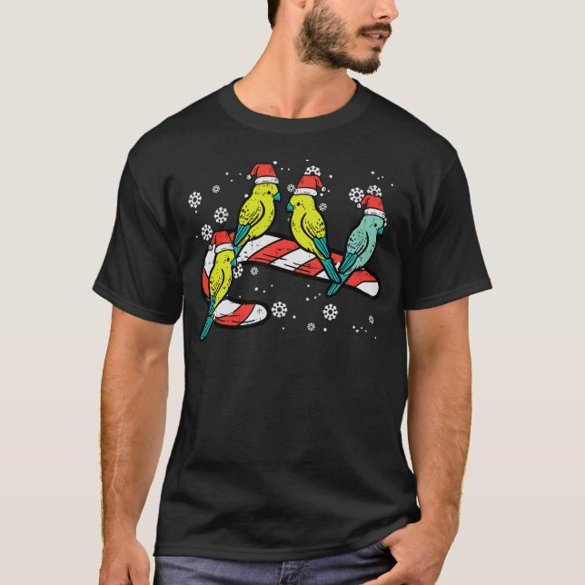Christmas Parrots Birds Candy Cane Cute Xmas Men W T-Shirt (Front)
